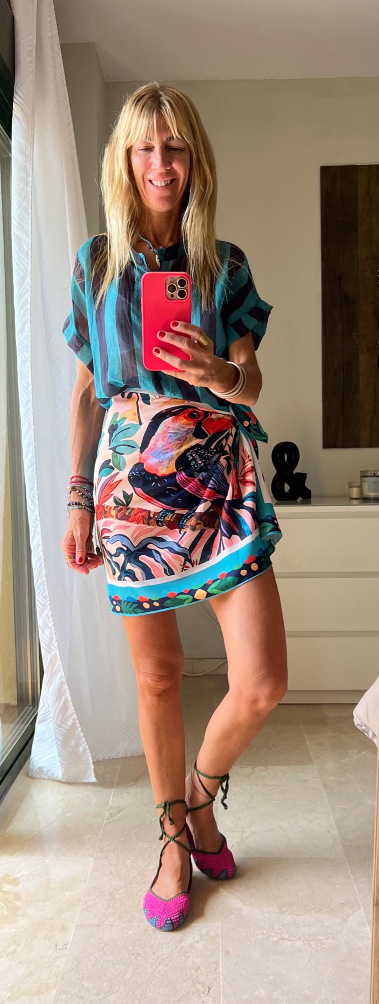 Camisa Rayas Azul/Verde Turquesa