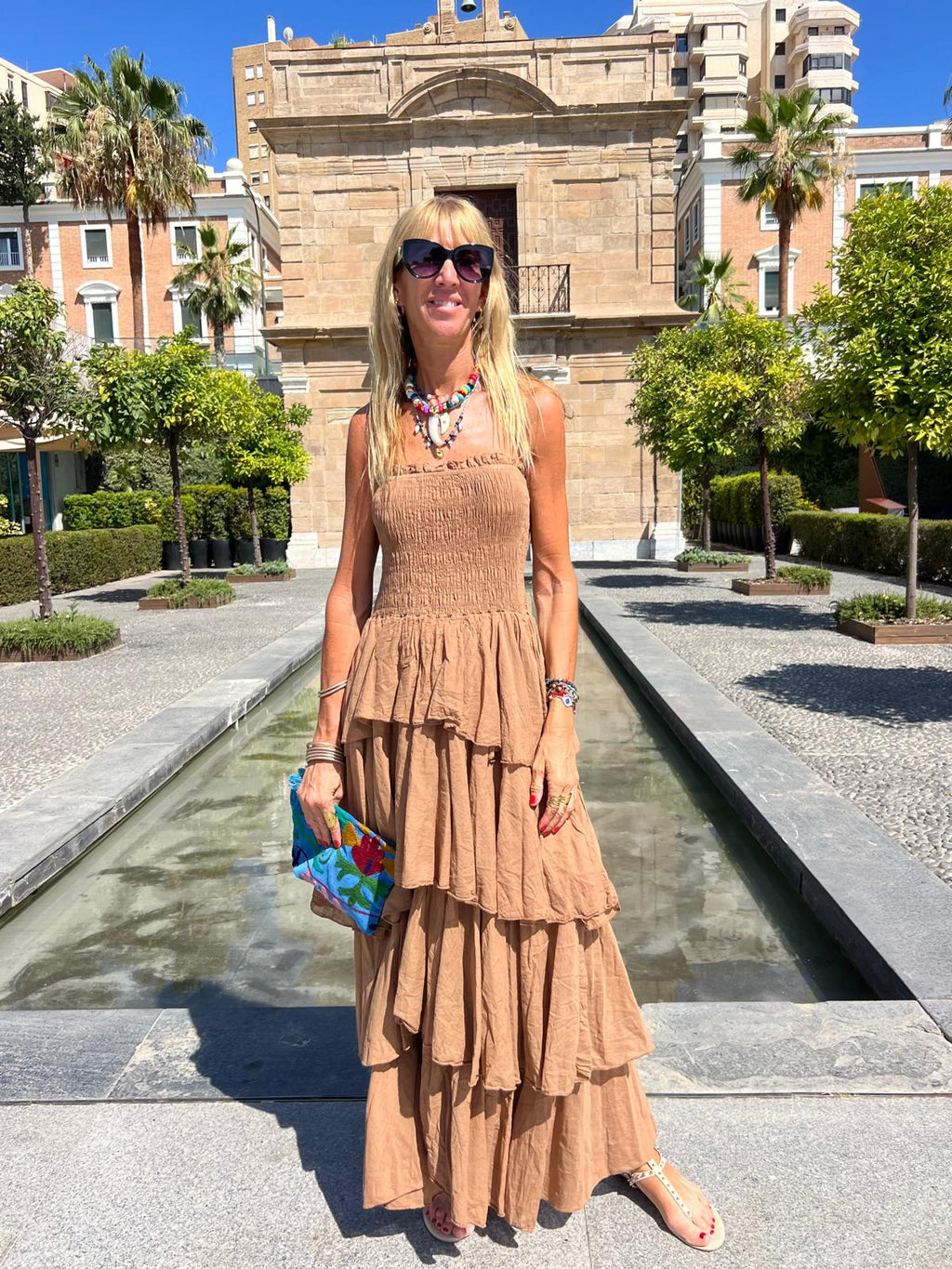 Vestido Volados  Tostado Oscuro