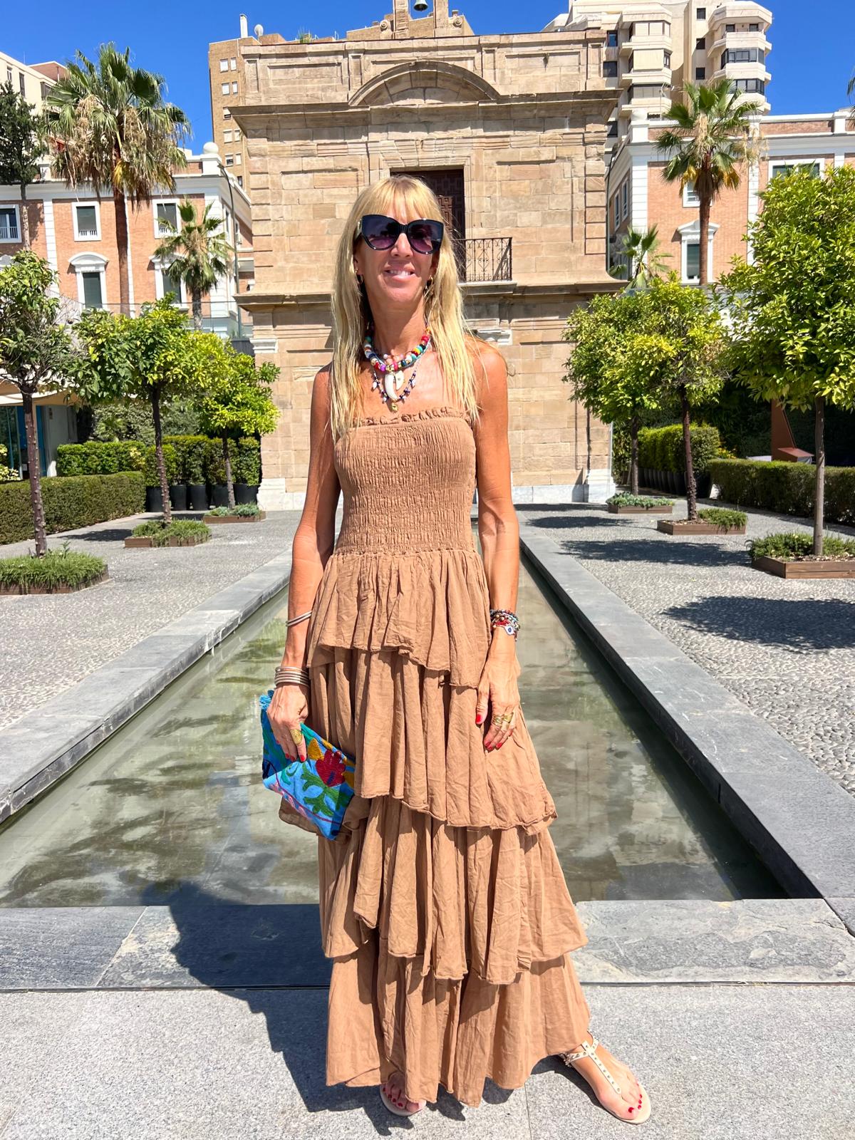 Vestido Volados  Tostado Oscuro