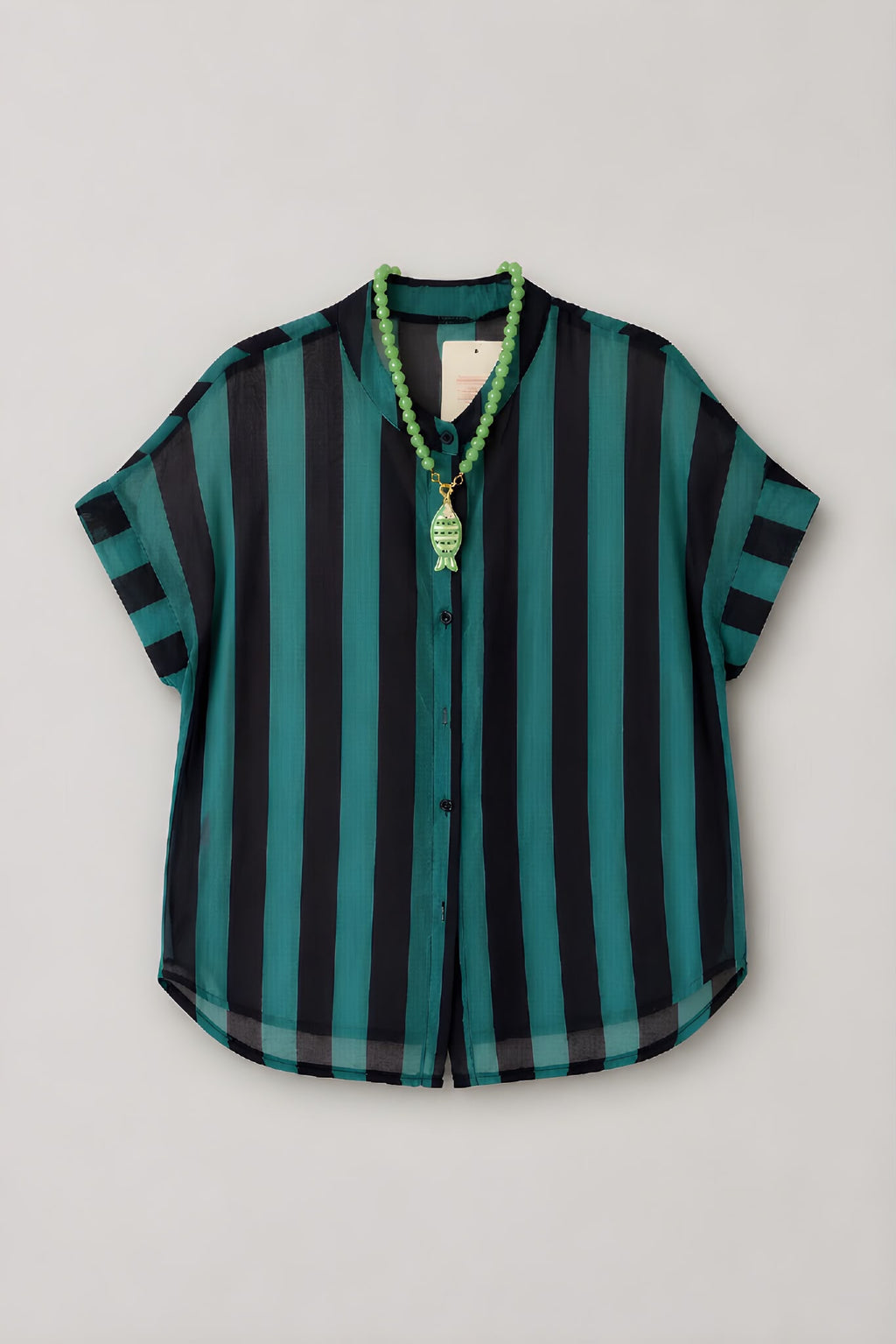 Camisa Rayas Azul/Verde Turquesa