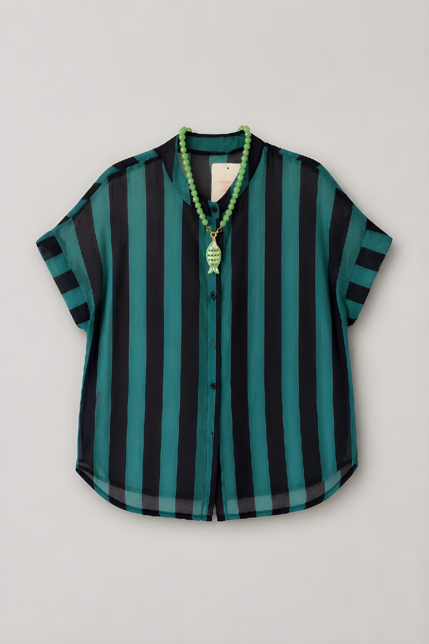 Camisa Rayas Azul/Verde Turquesa
