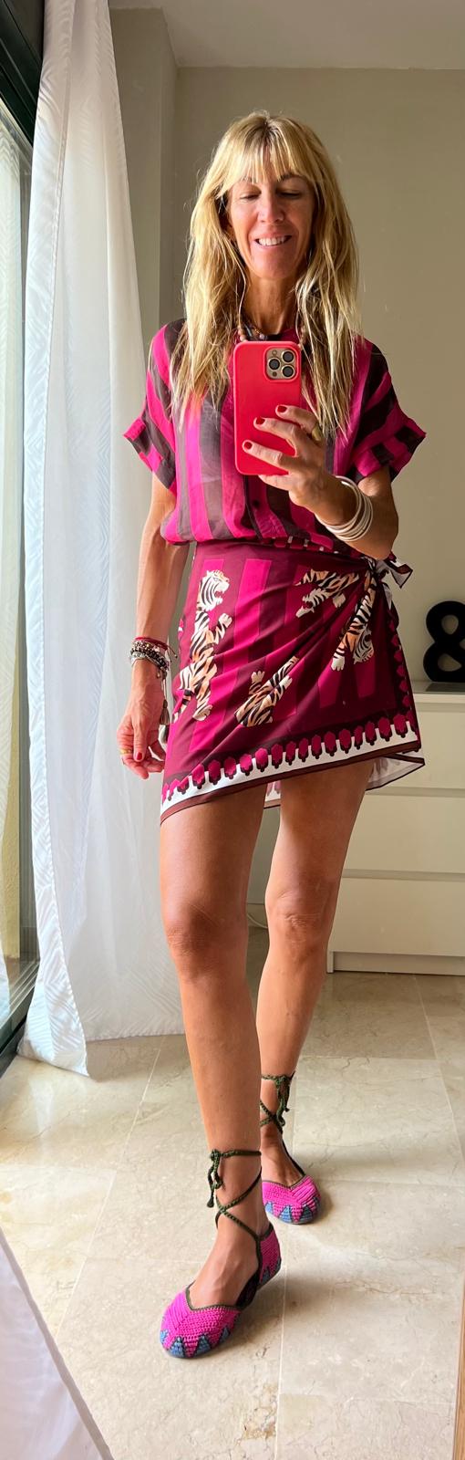 Camisa Rayas Marrón/Fucsia