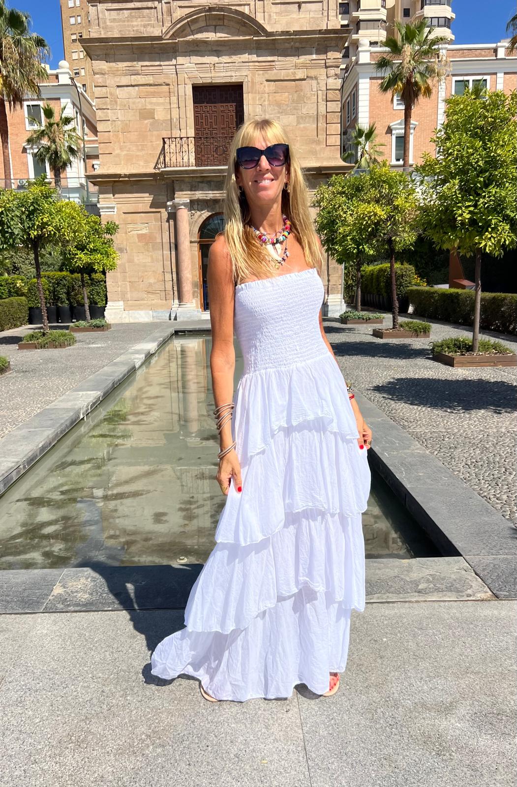 Vestido Volados Blanco