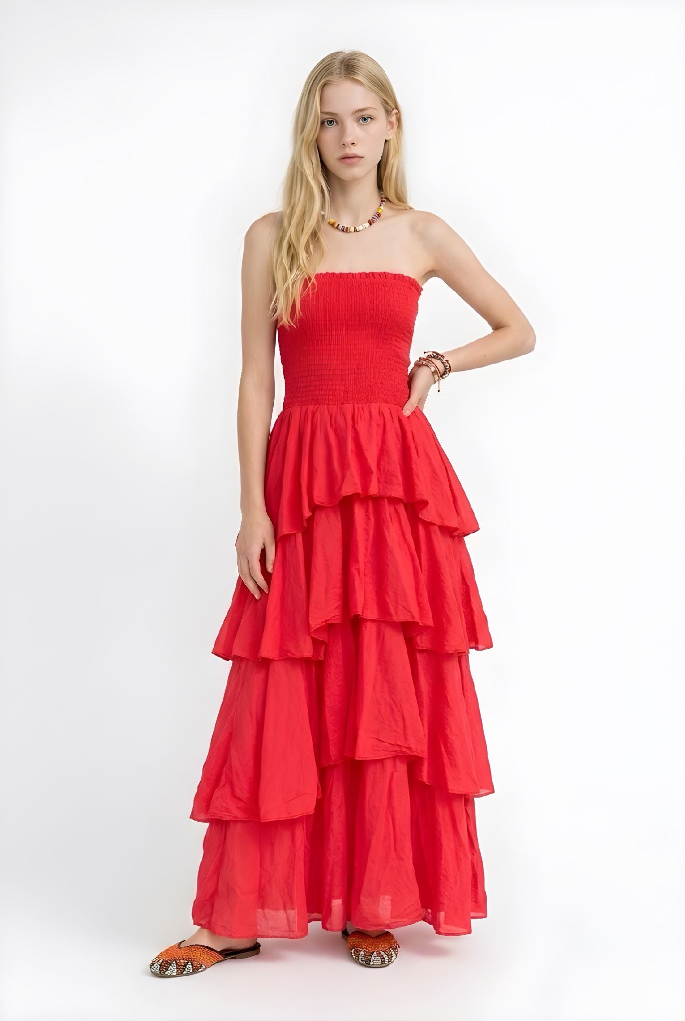 Vestido Volados Colorado