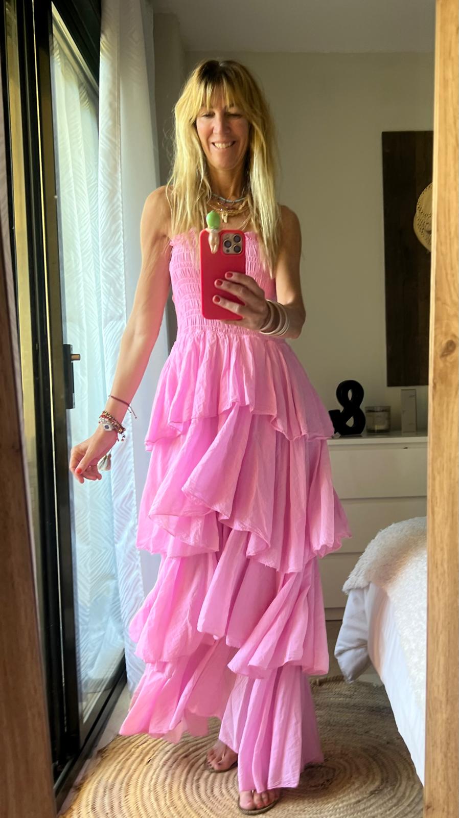 Vestido Volados Rosado