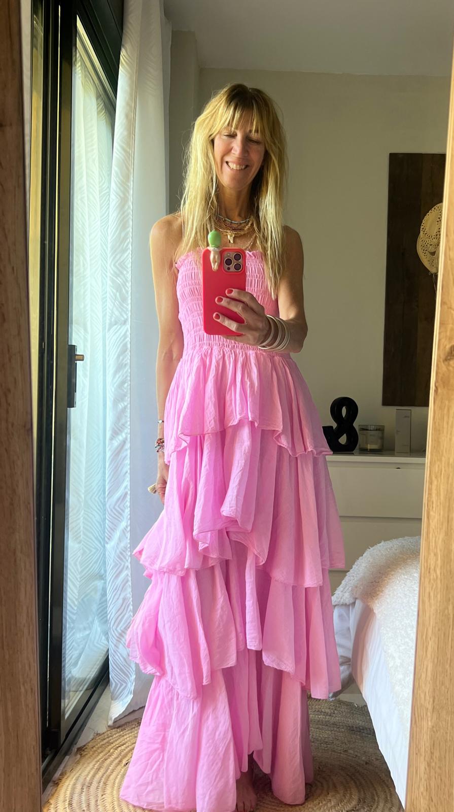 Vestido Volados Rosado